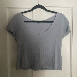 Wild Fable Light Gray V-Neck Crop Top